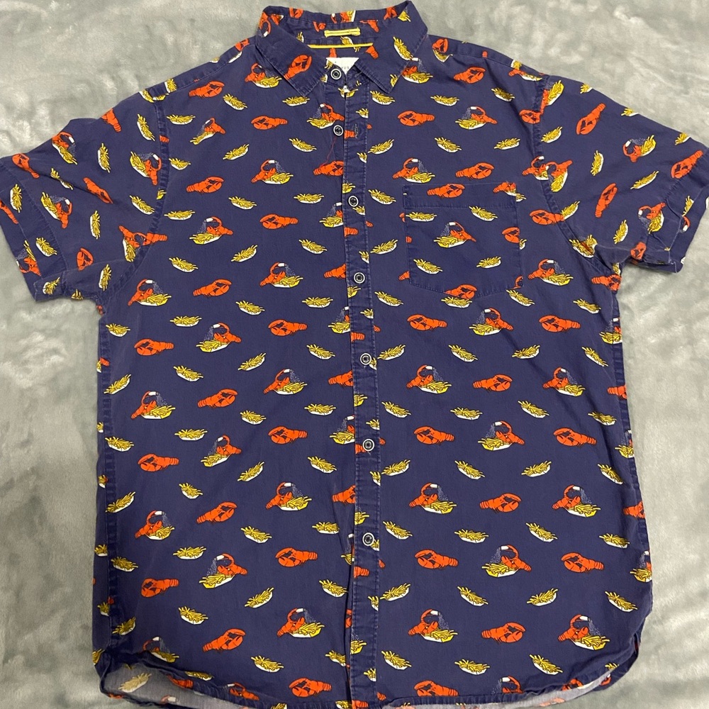 Cactus Man Ricky Singh Lobster & Fries Cotton Short Sleeve Shirt. Size L